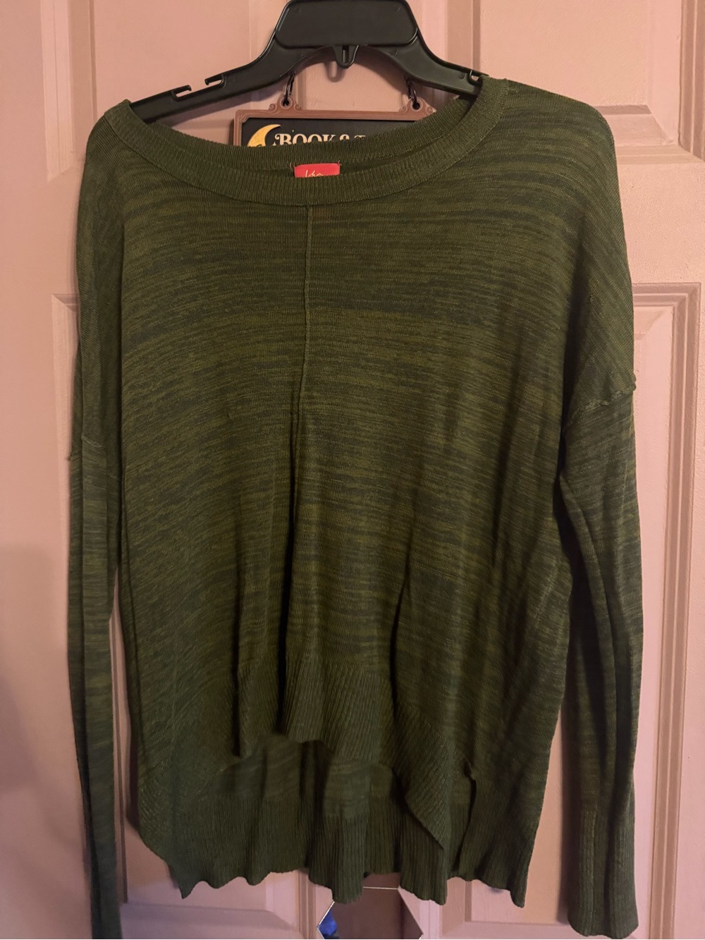 John + Jenn Olive Green Scoop Neck Lightweight Sweater